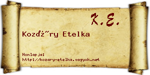 Kozáry Etelka névjegykártya